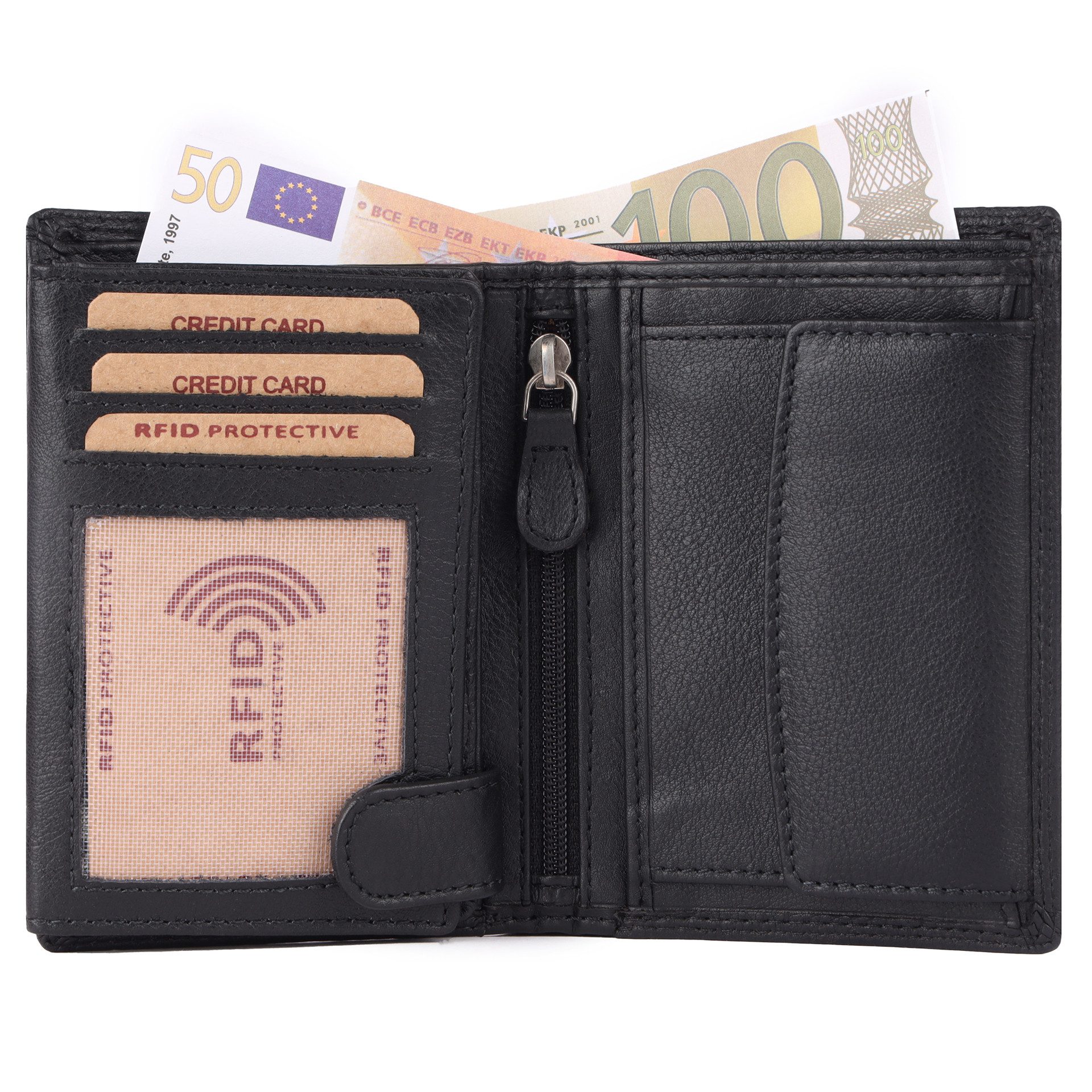 Benthill Geldbörse Herren Echt Leder Portemonnaie RFID Männer Geldbeutel Vintage Slim, RFID-Schutz Kartenfächer Münzfach