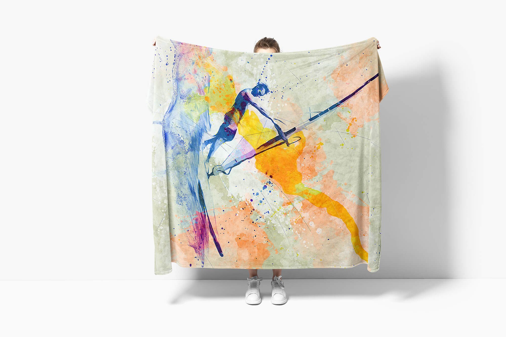 Sport Handtuch Art Windsurfer Handtücher Handtuch Baumwolle-Polyester-Mix Kunstvoll Sinus III S, (1-St), Strandhandtuch SplashArt Kuscheldecke Saunatuch