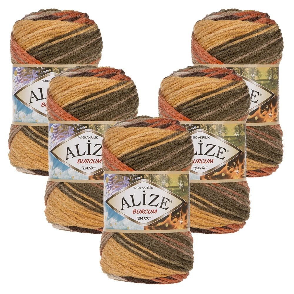 Alize 5 x ALIZE Burcum Batik Häkelwolle, 210 m, 100% Acryl,Handstrickgarn, Acrylgarn, Farbverlauf