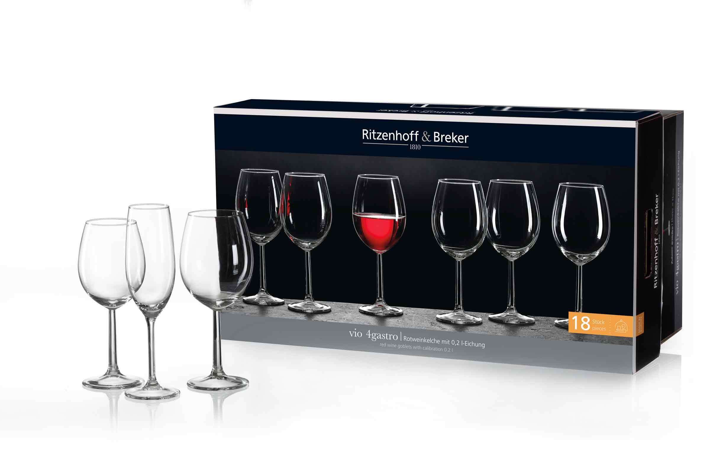 Ritzenhoff & Breker Sektglas Vio 4Gastro Sektgläser 210 ml 6er Set, 18-tlg., Glas