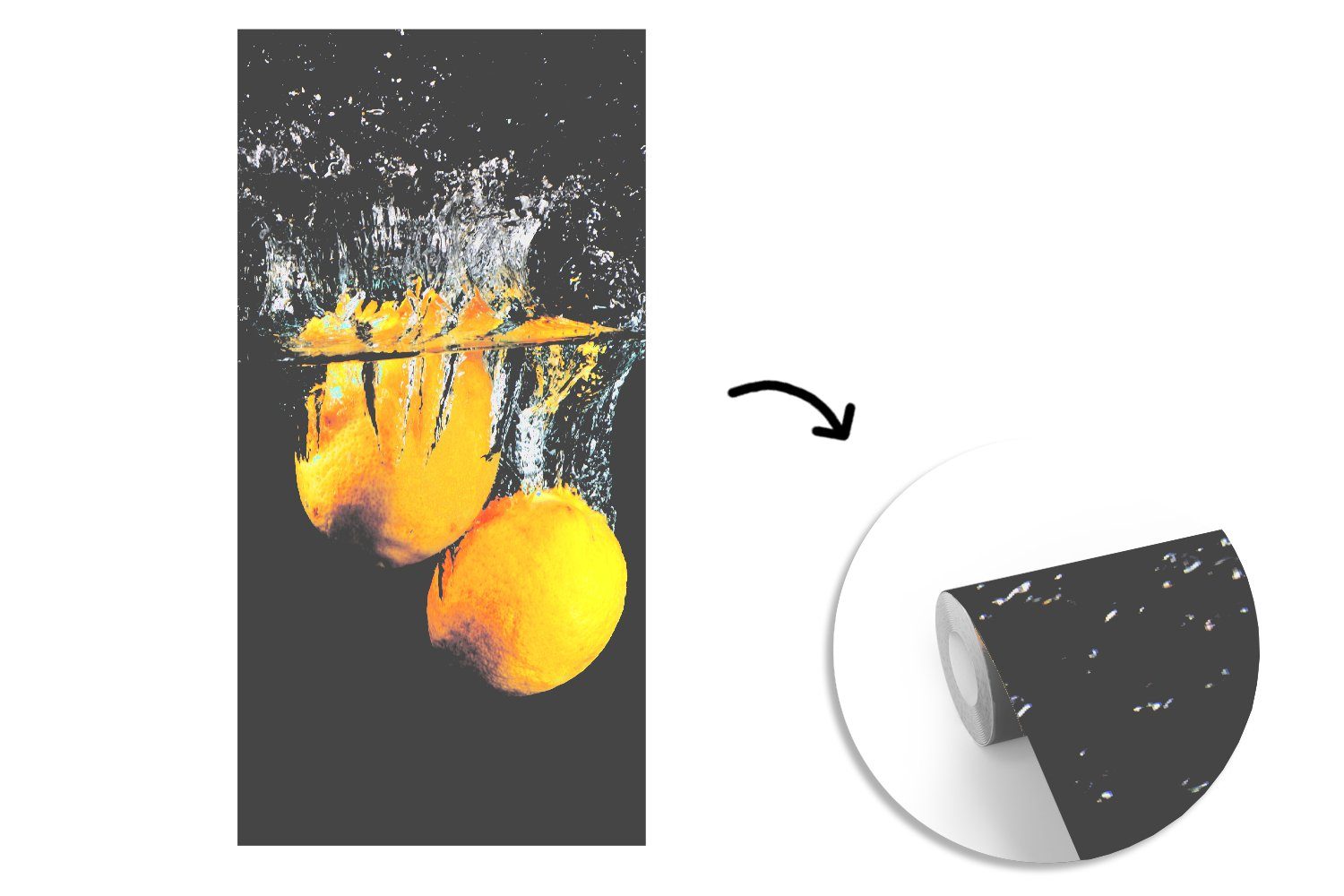 MuchoWow Fototapete Zitrone - Matt, Fototapete Wohnzimmer - St), für Gelb, bedruckt, - Schlafzimmer (2 Stilleben Wasser - Frucht Küche, Vliestapete