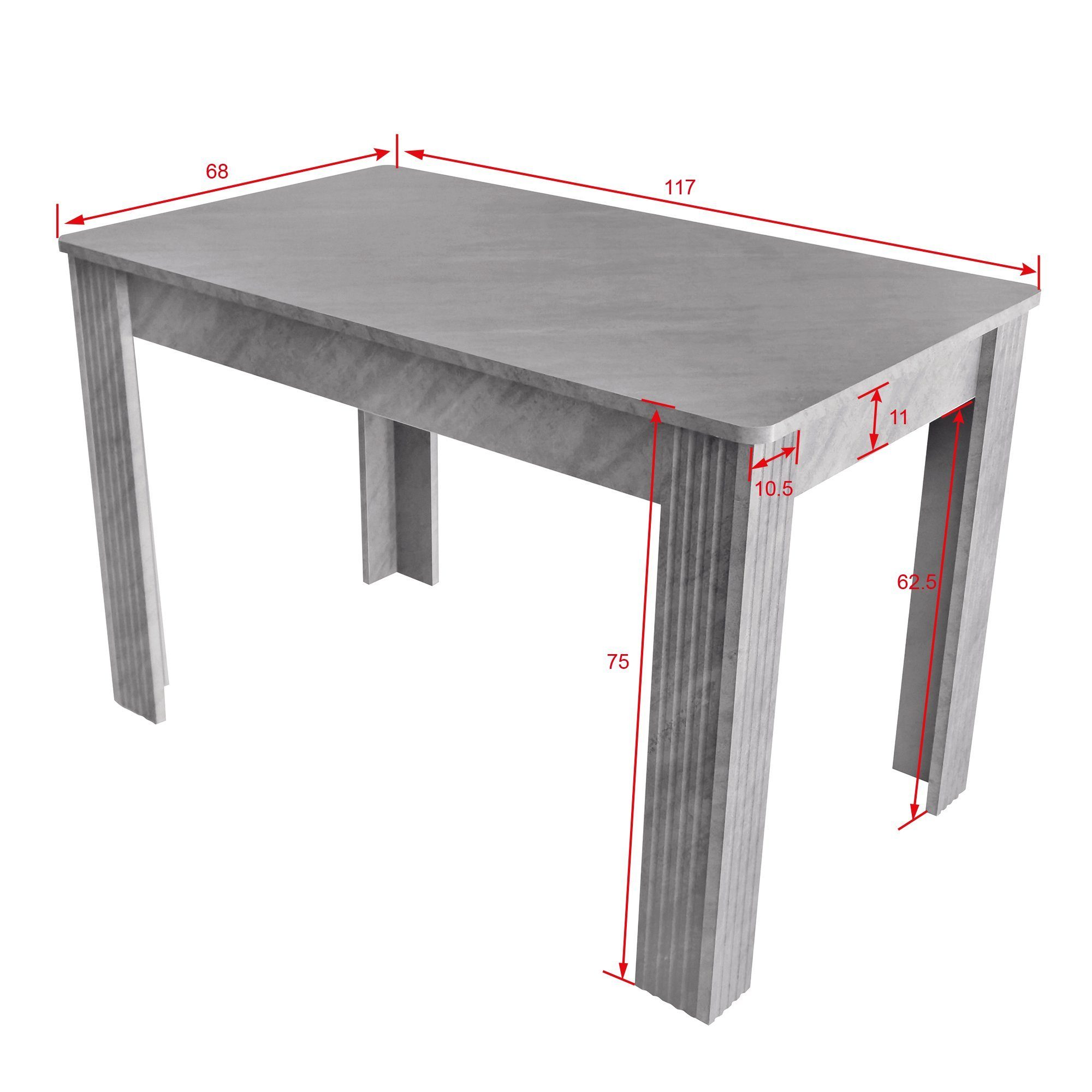 für und 4 2 Polsterbänke Essbank 3-tlg., Bänke), 1 Personen, 2-4 Sitz Essgruppe, Tisch Flieks (Set-für mit 2er Sitzgruppe Kunstleder Esstisch