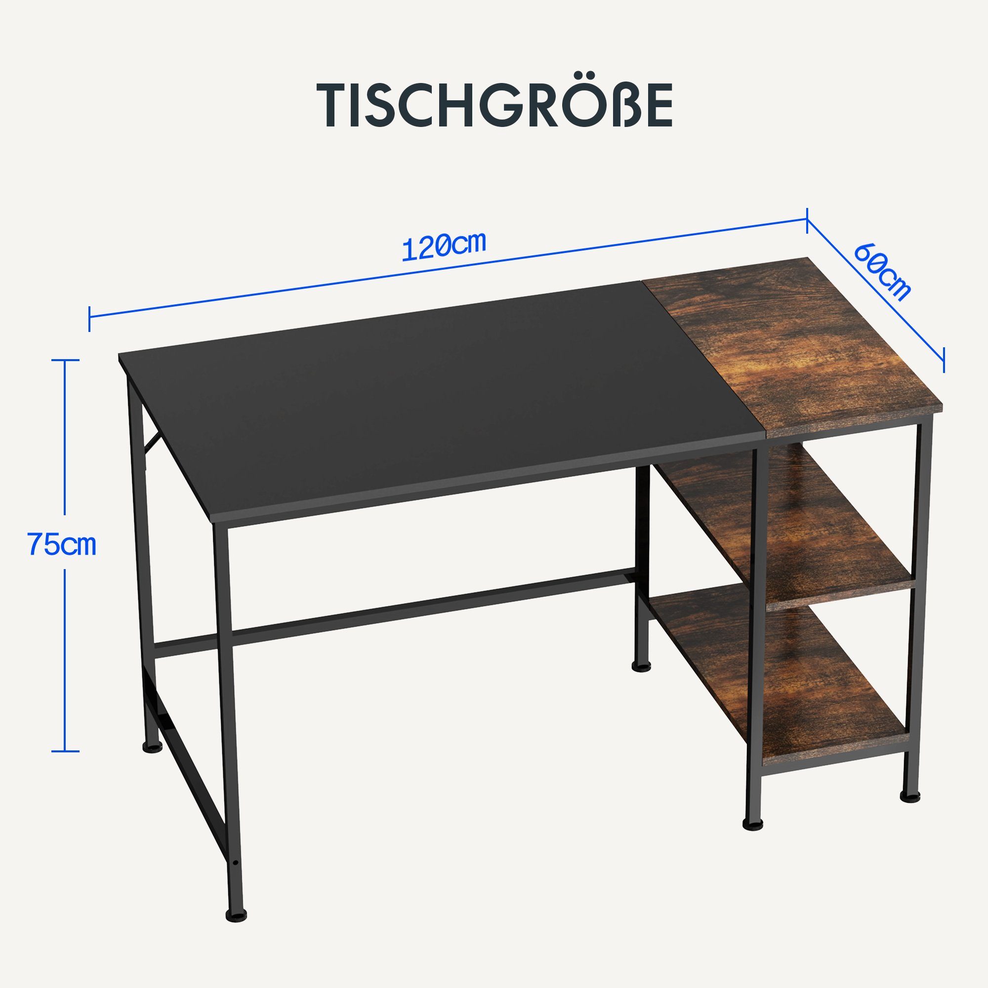 F4 Office Schreibtisch Bücherregal mit PC-Tisch), Lagerregalen, FLEXISPOT 2 Basic Schreibtisch Tier (Home