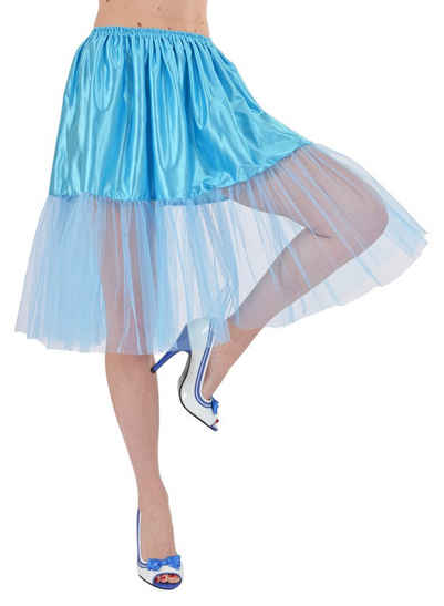 Das Kostümland Kostüm Petticoat Damen Tüllrock - Länge 60 cm, Hellblau