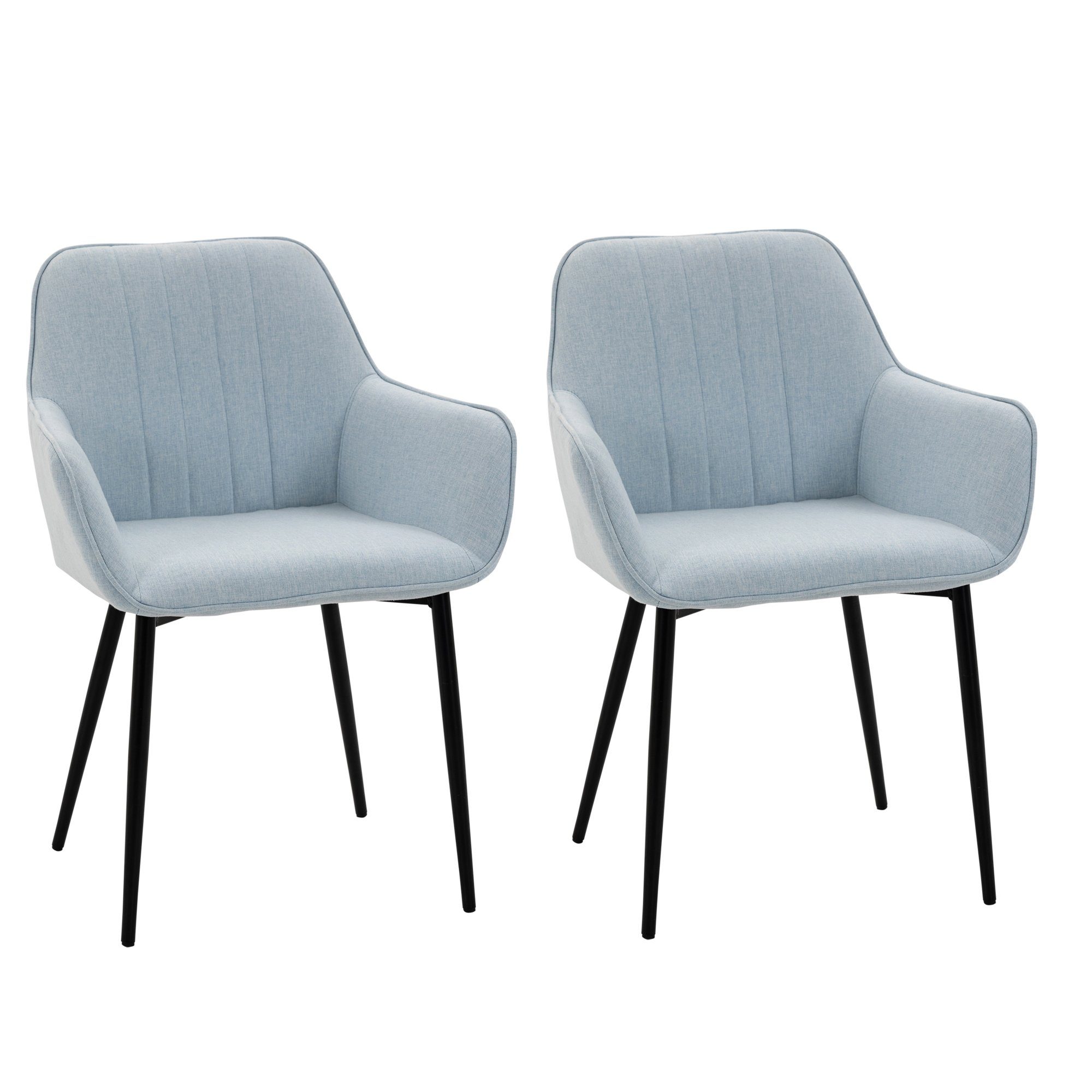 HOMCOM Esszimmerstuhl Esszimmerstühle (Set, 3 St), 2er Set Esszimmerstühle Essstühle Polsterstuhl mit Rückenlehnen Blau