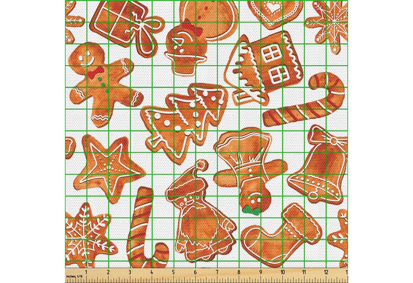 Thumbnail - Abakuhaus Stoff Schön Gewebten Stoff für Polster und Wohnaccessoires, Weihnachten Lebkuchen-Plätzchen
