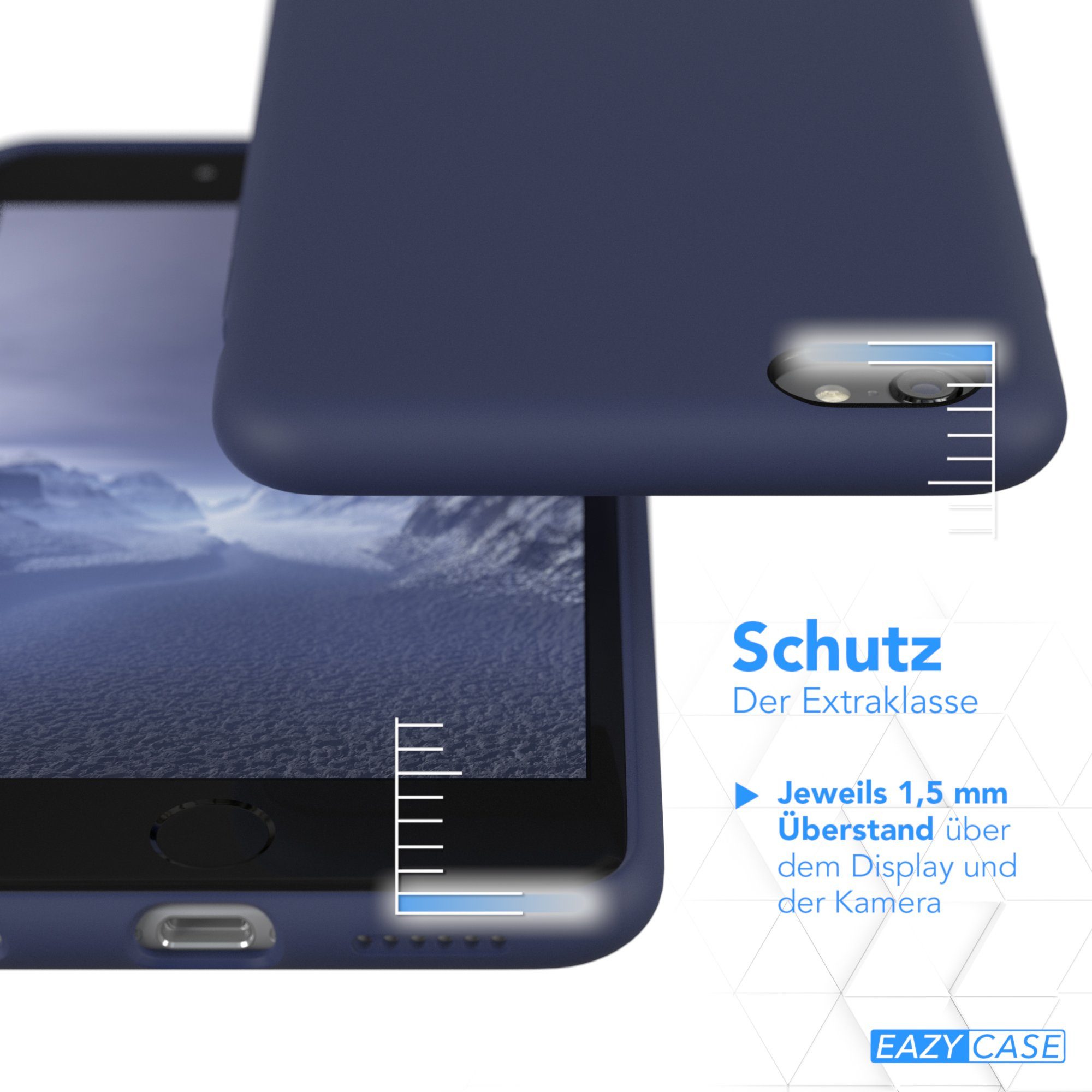 EAZY CASE Handyhülle Premium Silikon Case für Apple iPhone 6 / 6S 4,7 Zoll, Handy Softcase Hülle Silikon mit Displayschutz Case Blau / Nachtblau