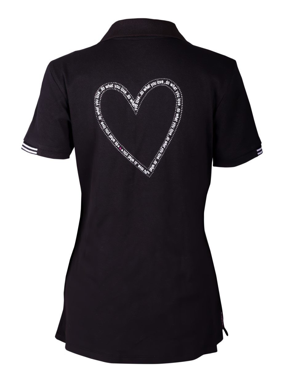 girls golf Poloshirt Girls Golf Polo Heart Shape Schwarz Damen
