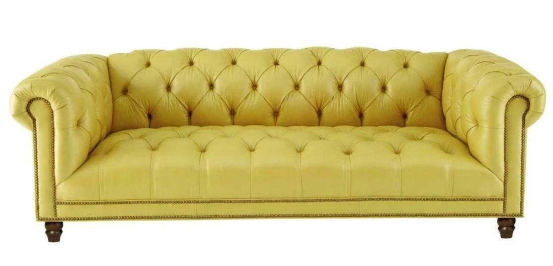 JVmoebel Chesterfield-Sofa Beiger Chesterfield Dreisitzer Wohnzimmermöbel Luxus 3-Sitzer Neu, Made in Europe Gelb
