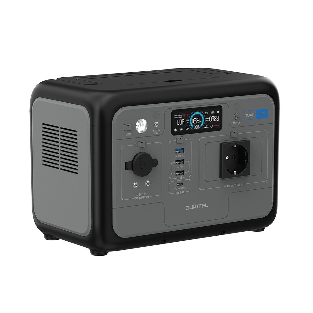 OUKITEL Stromerzeuger P800E, 512Wh 800W Tragbares Kraftwerk
