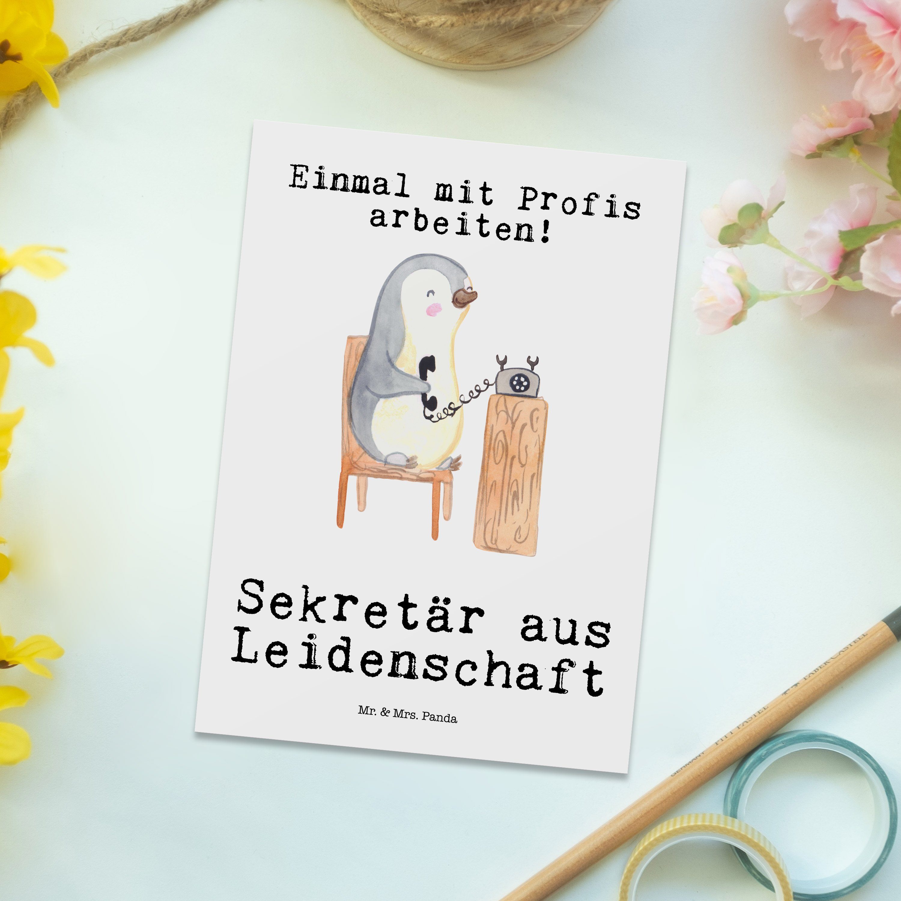 - & Abschied, Geschenk, aus Weiß Sekretär - Postkarte Mr. Einladungskart Mrs. Panda Leidenschaft