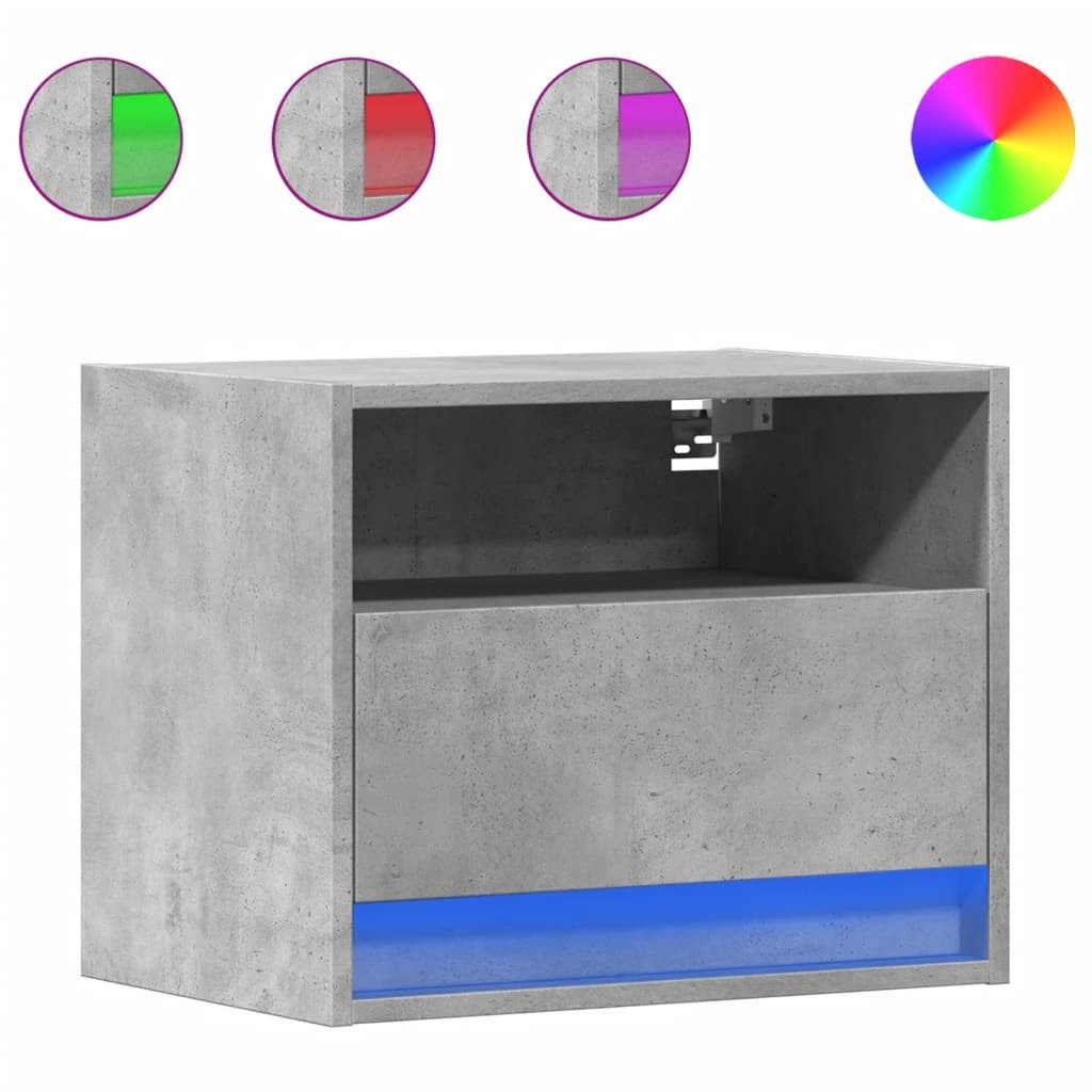 vidaXL Nachttisch Wand-Nachttisch mit LED-Leuchten Betongrau günstig online kaufen