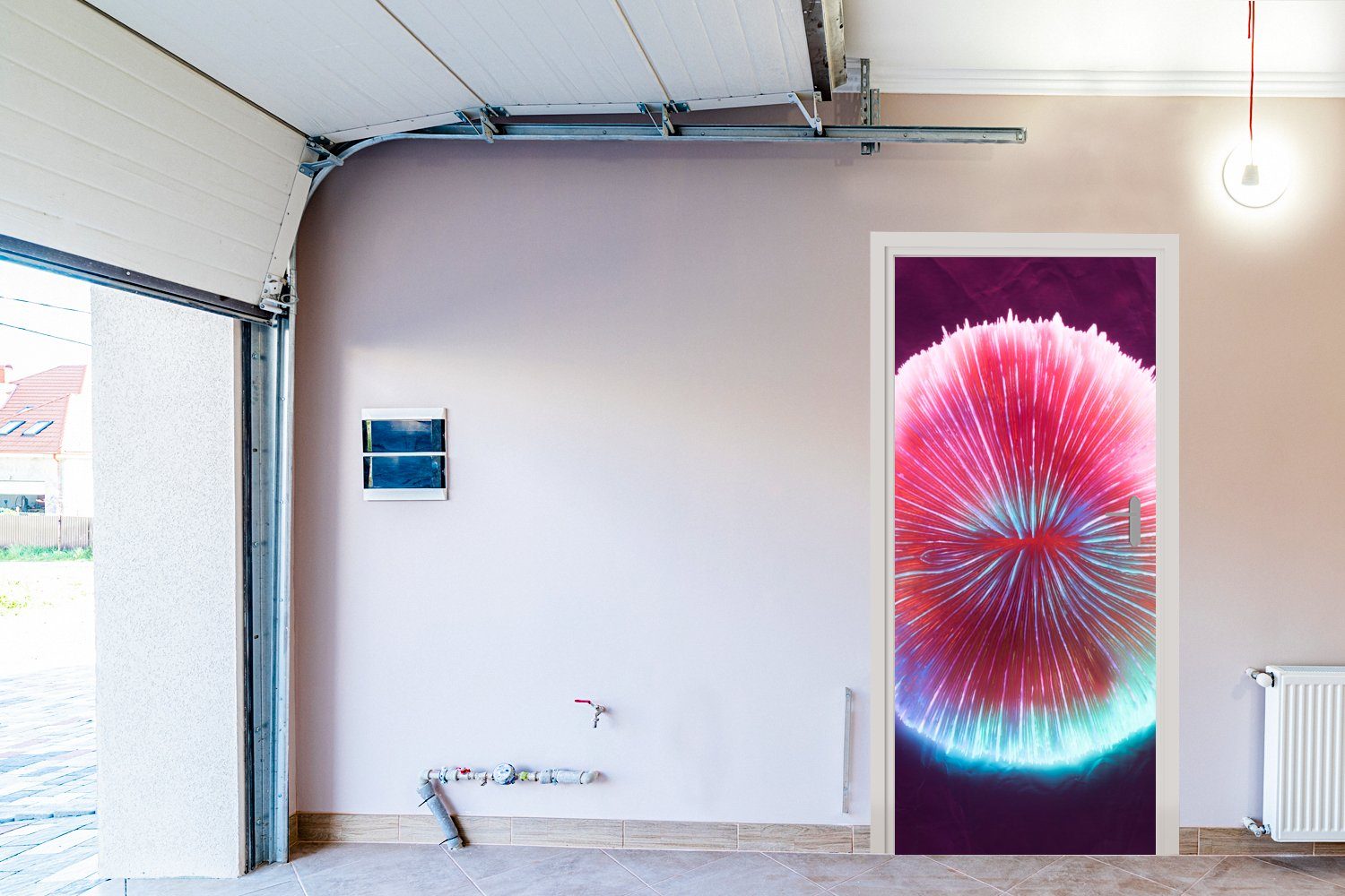 MuchoWow Türtapete Kreis St), Tür, Türaufkleber, Neonfarbener bedruckt, 75x205 cm für (1 Fototapete Matt, Koralle