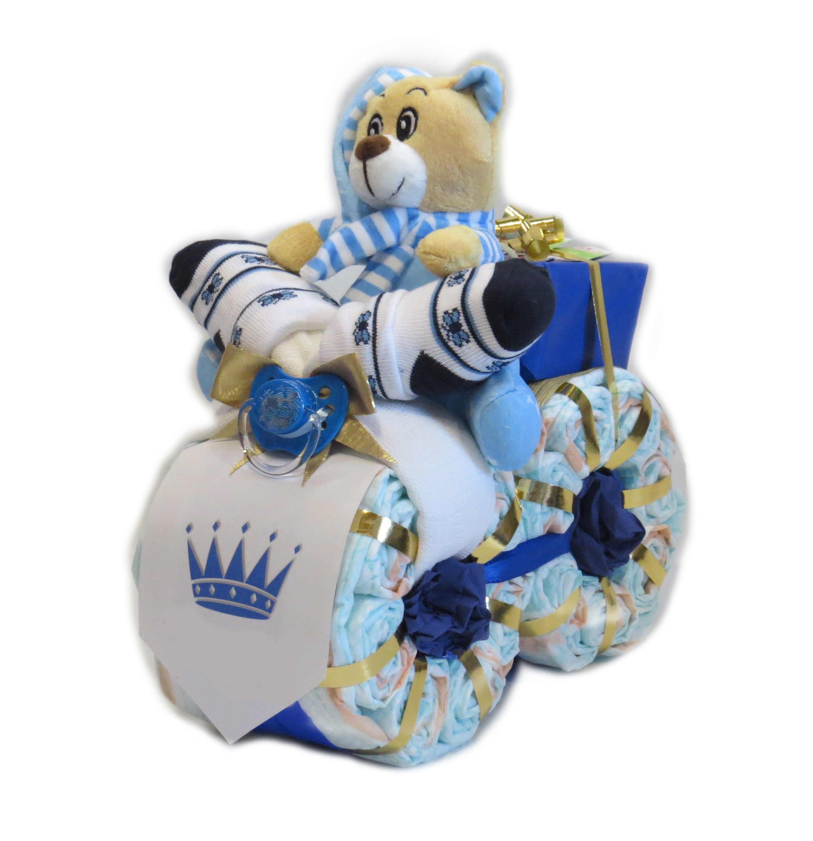 Geschenketorten-Gebhardt Windeln Windeltorte Windelmotorrad Prinz oder Prinzessin, mit Schlafbär