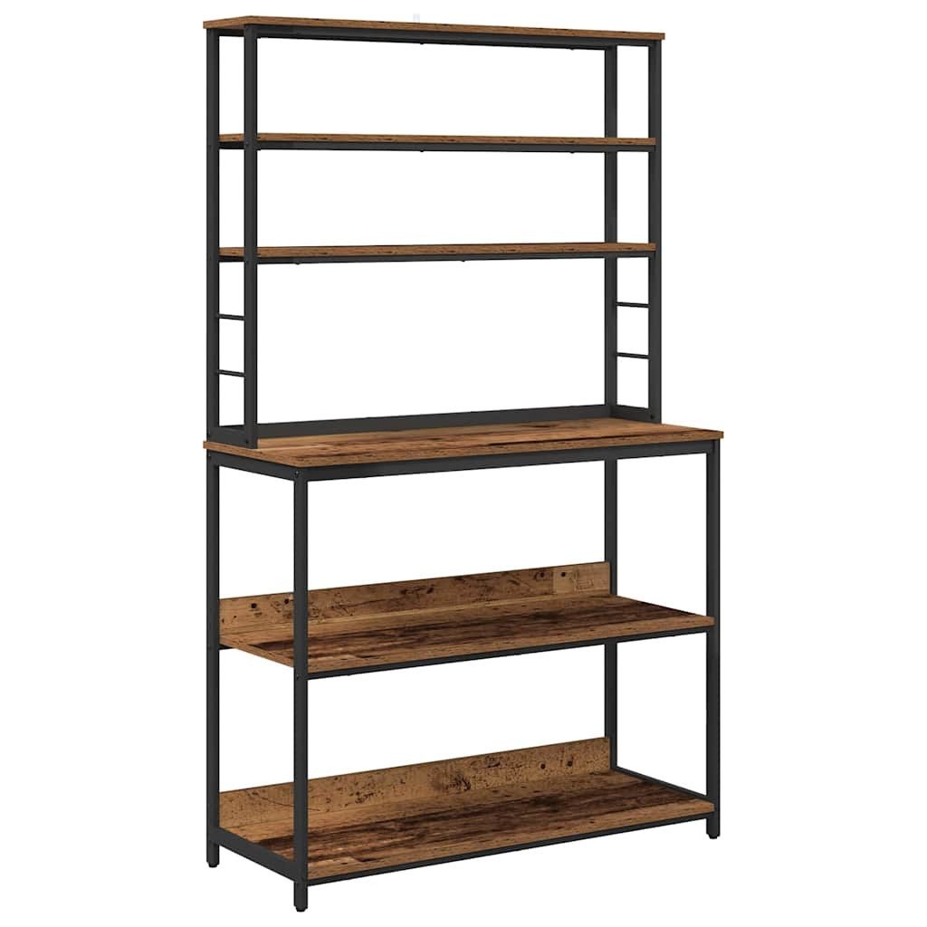 vidaXL Bücherregal Küchenregal 5 Ebenen 100 x 40 x 168 cm Holzwerkstoff Altholz, 1-tlg.