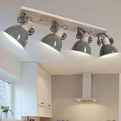 etc-shop LED Deckenspot, Leuchtmittel inklusive, Warmweiß, Retro Decken Lampe verstellbar Wohn Zimmer FILAMENT Holz