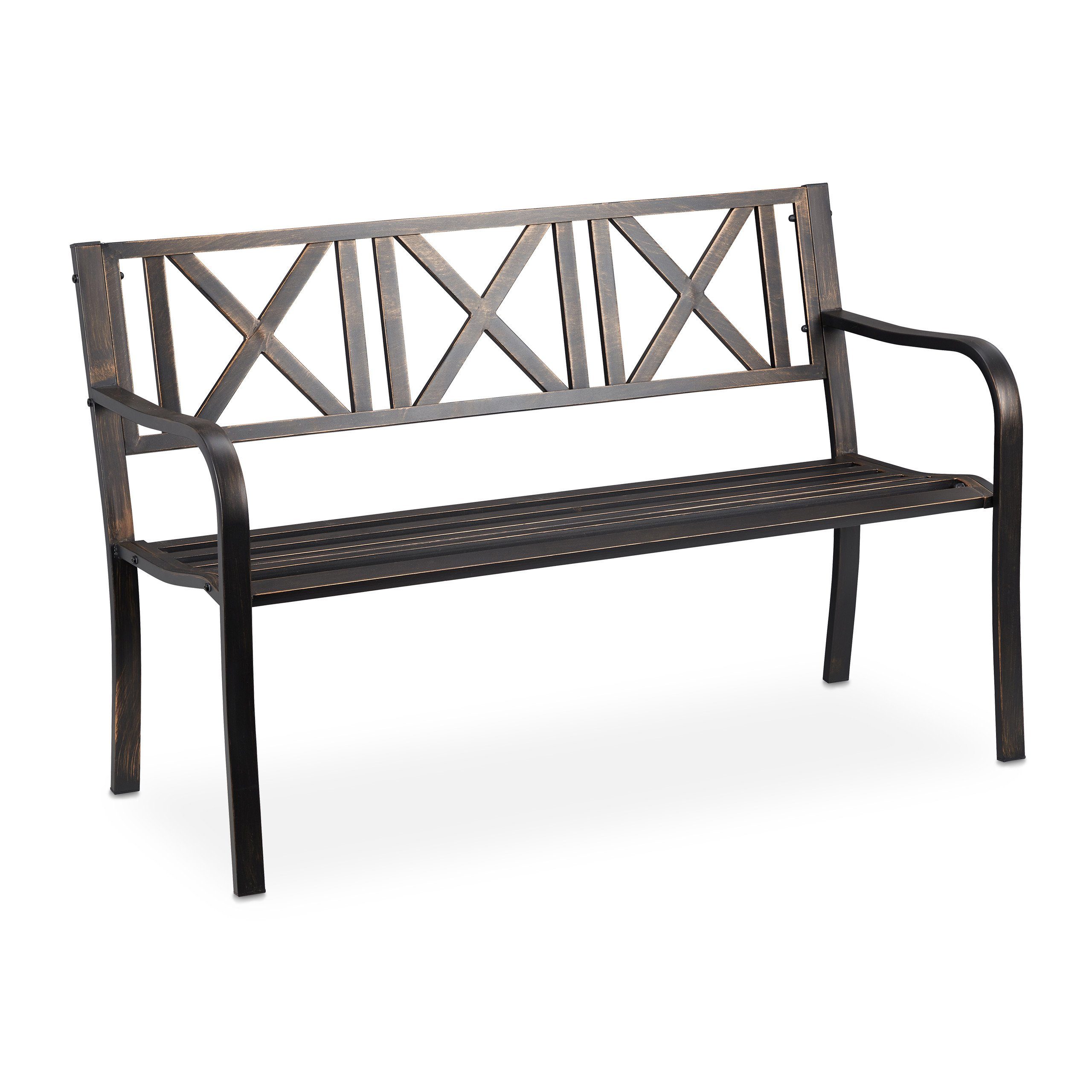 relaxdays Gartenbank Metall, Schwarz-Bronze günstig online kaufen