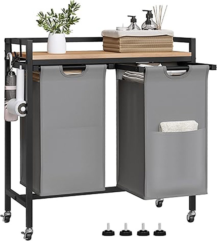 EUGAD Wäschekorb (1 St), Wäschesammler, mit Rollen, Ablage, Haken, ausziehb günstig online kaufen