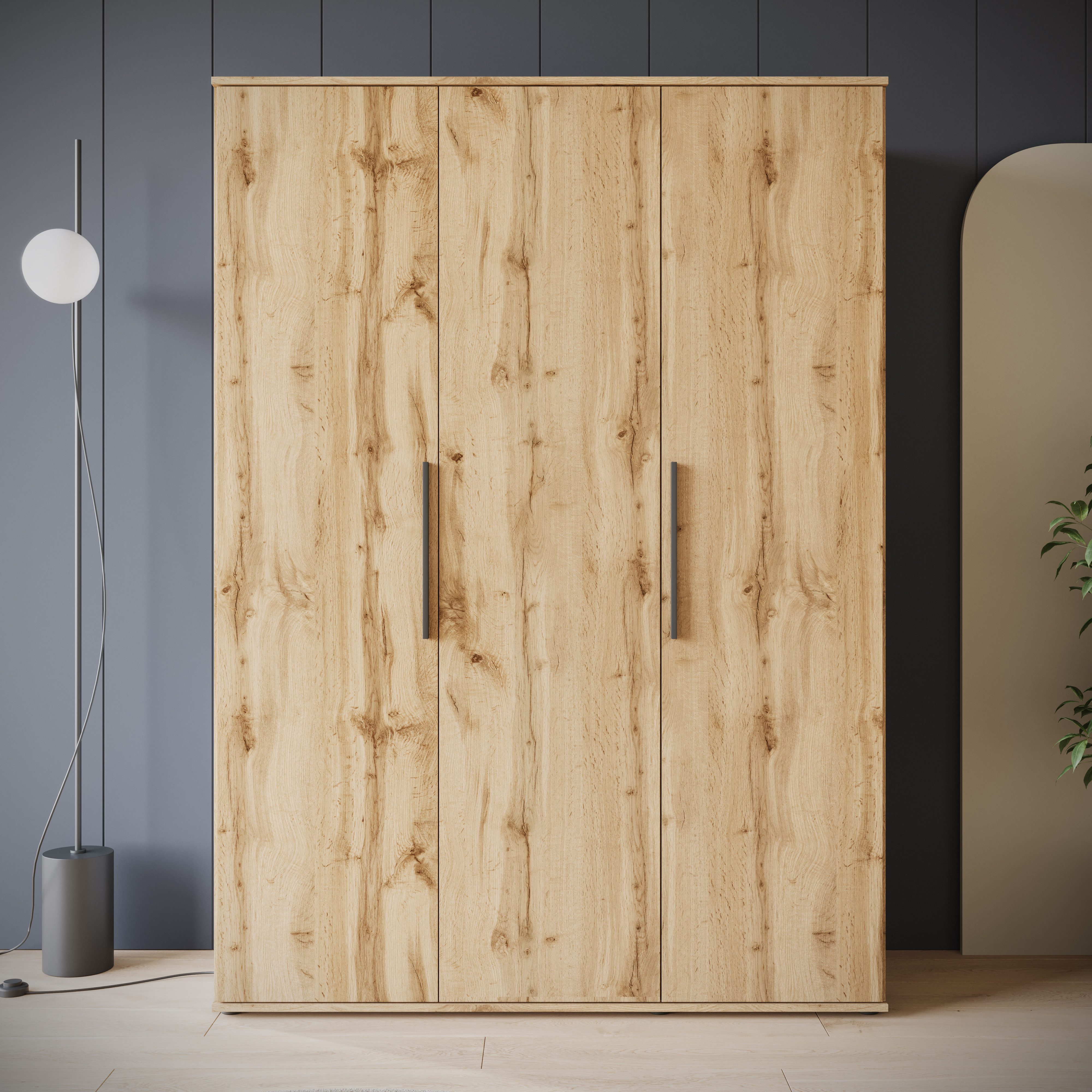 INOSIGN Kleiderschrank LAGOS Wäscheschrank, Garderobe, schwarze Griffe, Made in Europe Moderner Drehtürenschrank, FSC-zertifiziert, Schlafzimmerschrank