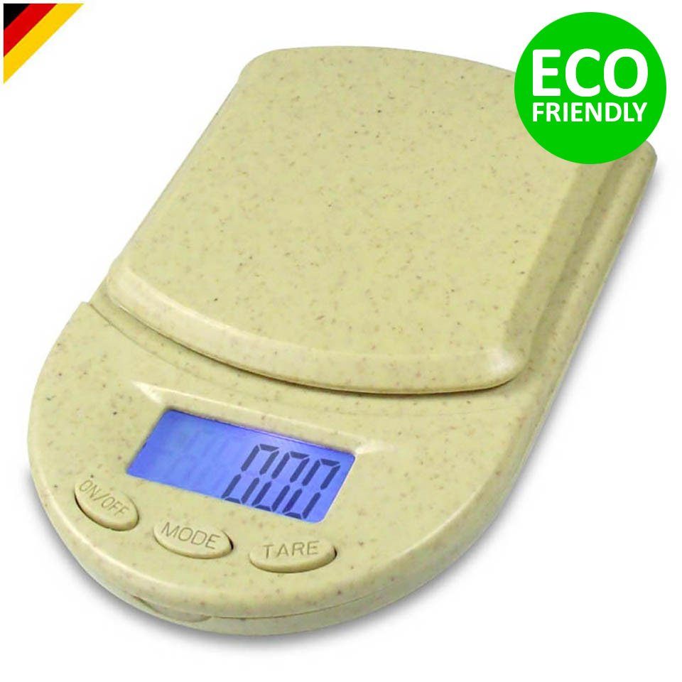 Dipse Feinwaage ECO 100 aus schnell aubbaubarem Material - Digitalwaage 100g x 0,01, Außenhülle biologisch abbaubar aus Weizenstrohfaser hergestellt