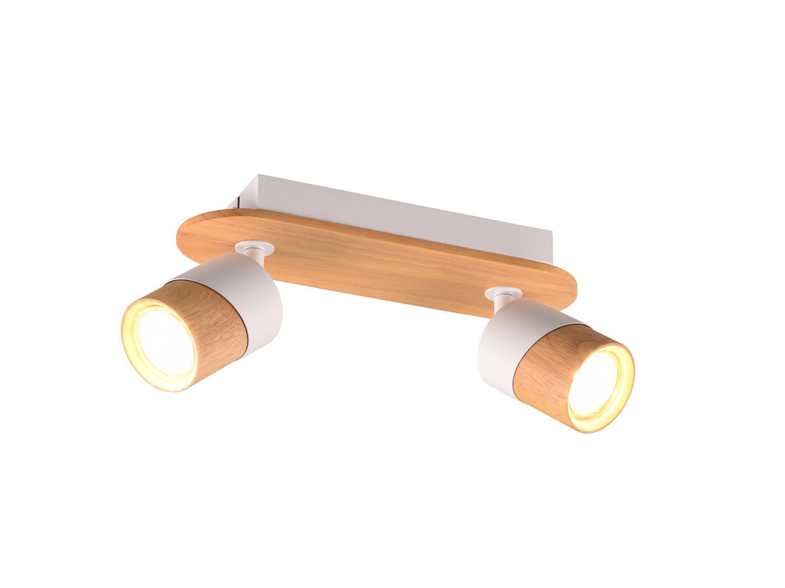 Deckenstrahler Deckenstrahler, Naturfarben-Weiß warmweiß, Spot LED wechselbar, meineWunschleuchte innen, Holz-lampe Treppenhaus kleine LED schwenkbar, Dimmfunktion,