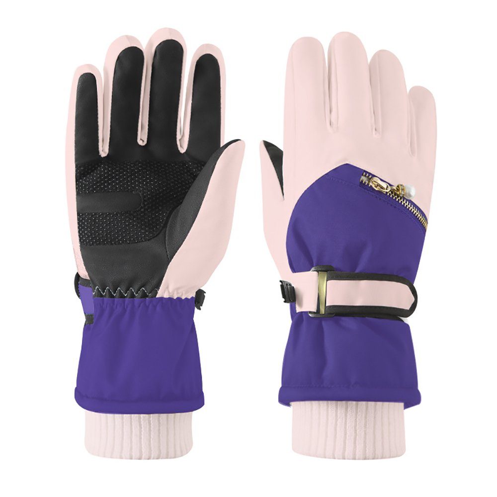 Lila Fahrradhandschuhe ZanMax Fahrradhandschuhe 1 Paar Winter Warm Touchscreen Handschuhe