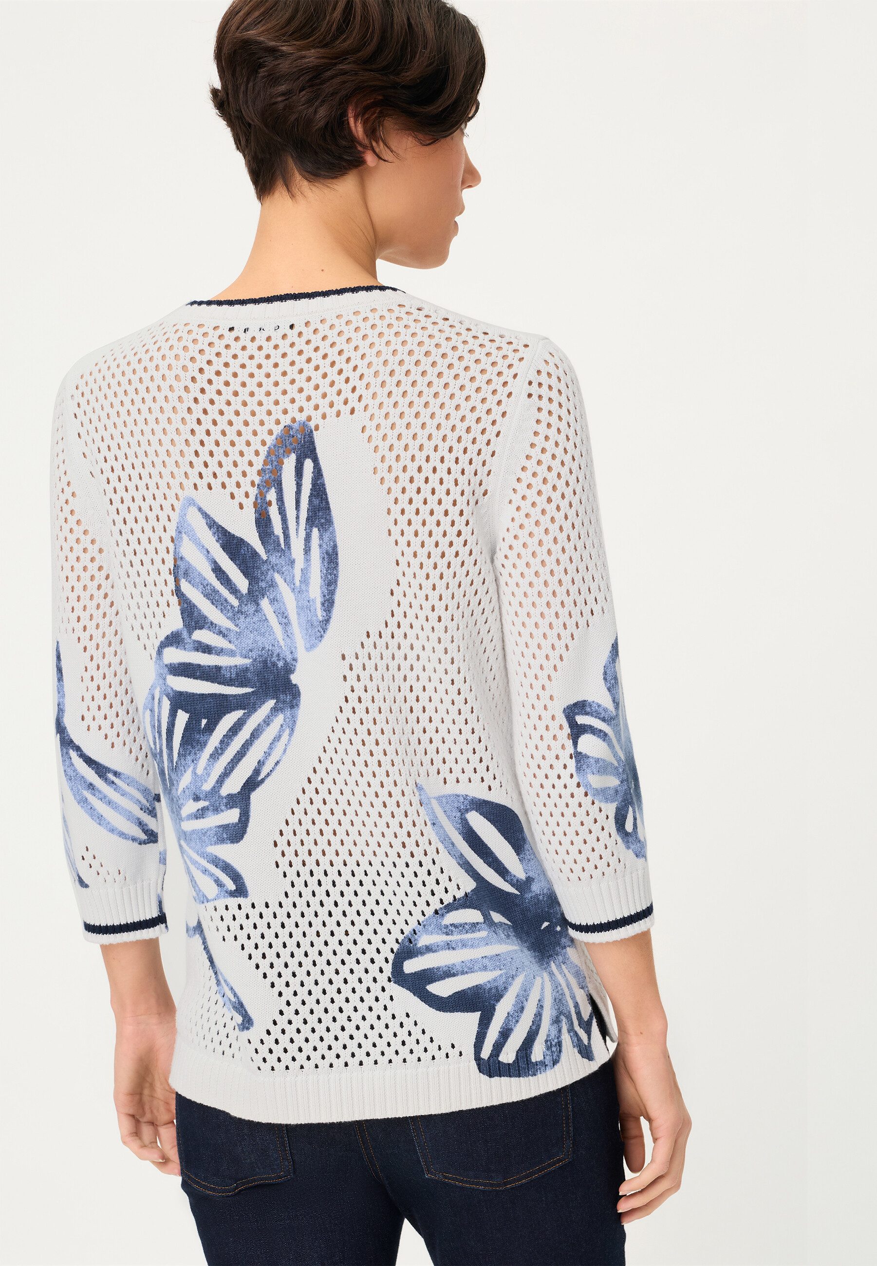 Olsen Strickpullover Pullover mit modernem Panneaux-Print