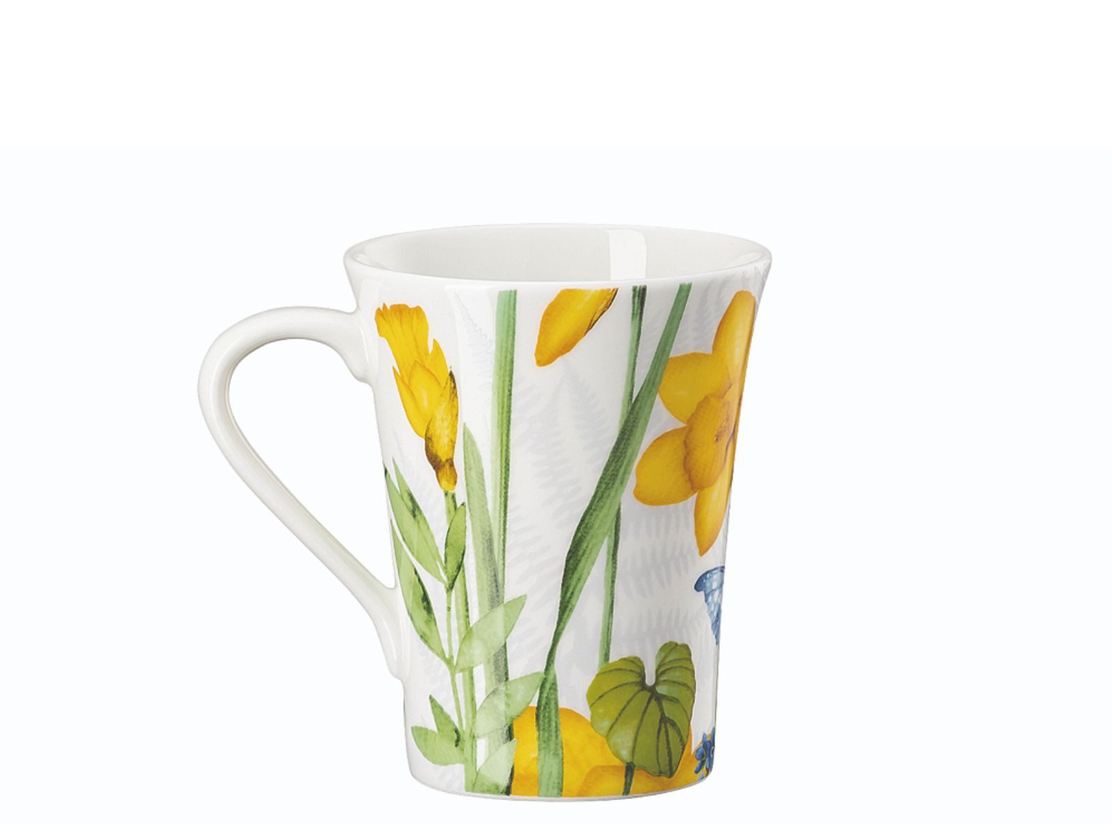 Hutschenreuther Becher Nora Big Flowers Osterglocke Becher mit Henkel, Bone China, Tassen