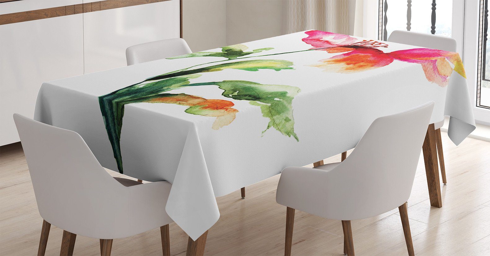 Abakuhaus Tischdecke Farbfest Waschbar Für den Außen Bereich geeignet Klare Farben, Garten Blühender Mohn