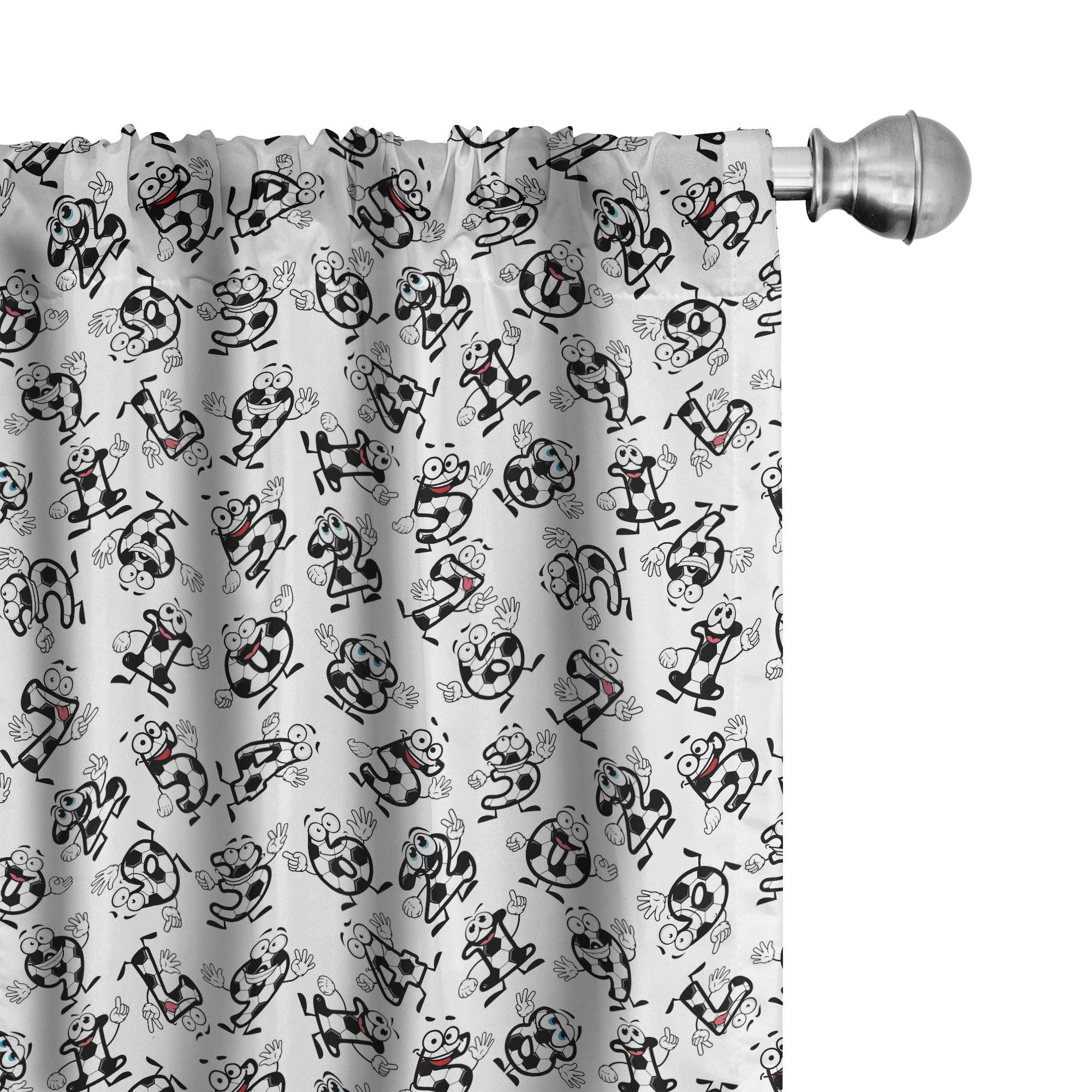 Abakuhaus Gardine Vorhang für Wohnzimmer Schlafzimmer Dekor, Microfaser, Fußball Fußball Zahlen Cartoon