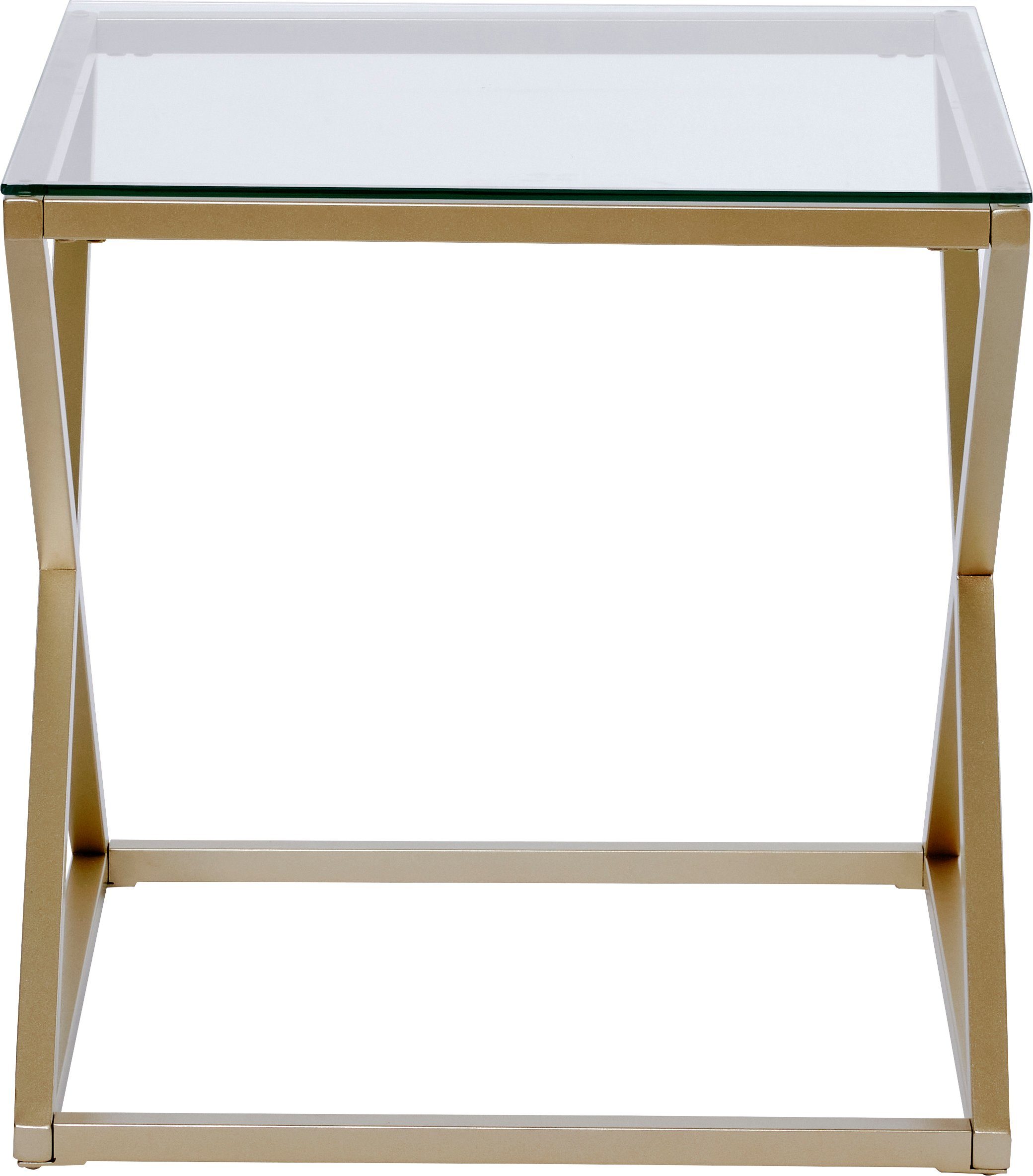 Jahnke Beistelltisch XTRA BY SIDE (1-St), Nachttisch/Beistelltisch in Gold-Look, aus Sicherheitsglas gefertigt