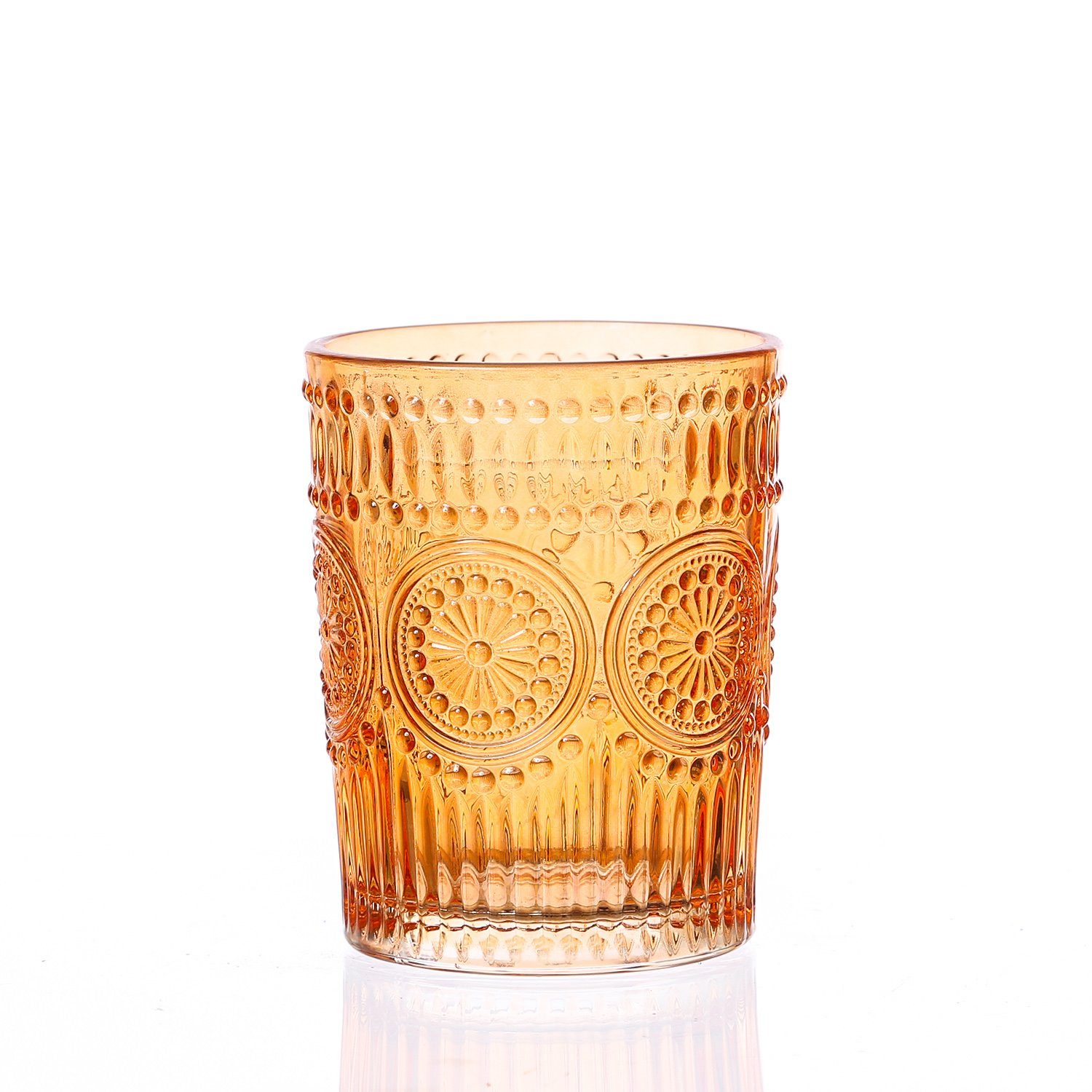MARELIDA Glas Trinkglas orange 280ml Wasserglas Saftglas Vintage Boho Blumenmuster, 1-tlg., Glas