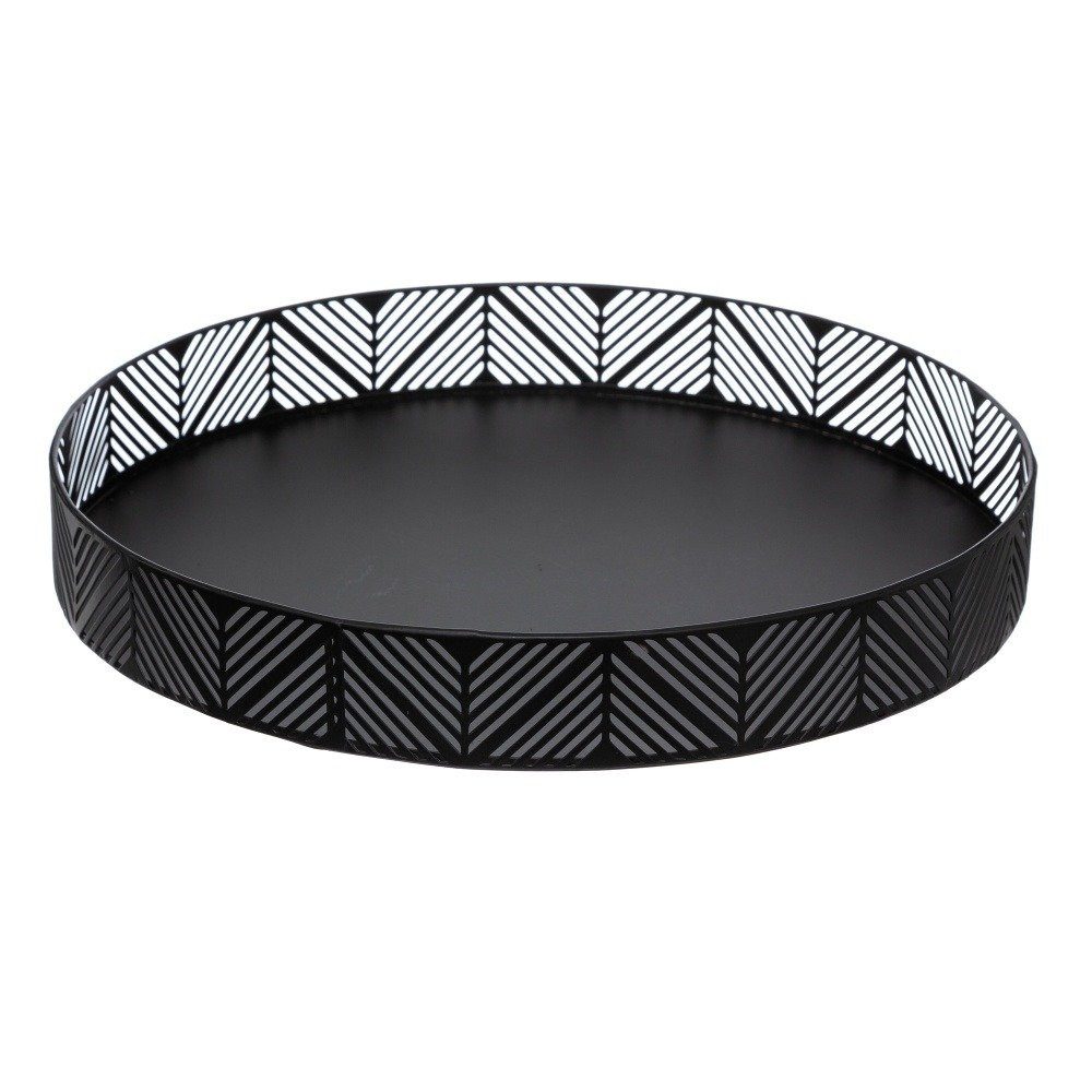 Secret de Gourmet Tablett Dekoratives Tablett, Küche, schwarz, Ø 30 cm - Secret de Gourmet, Metall, Boho