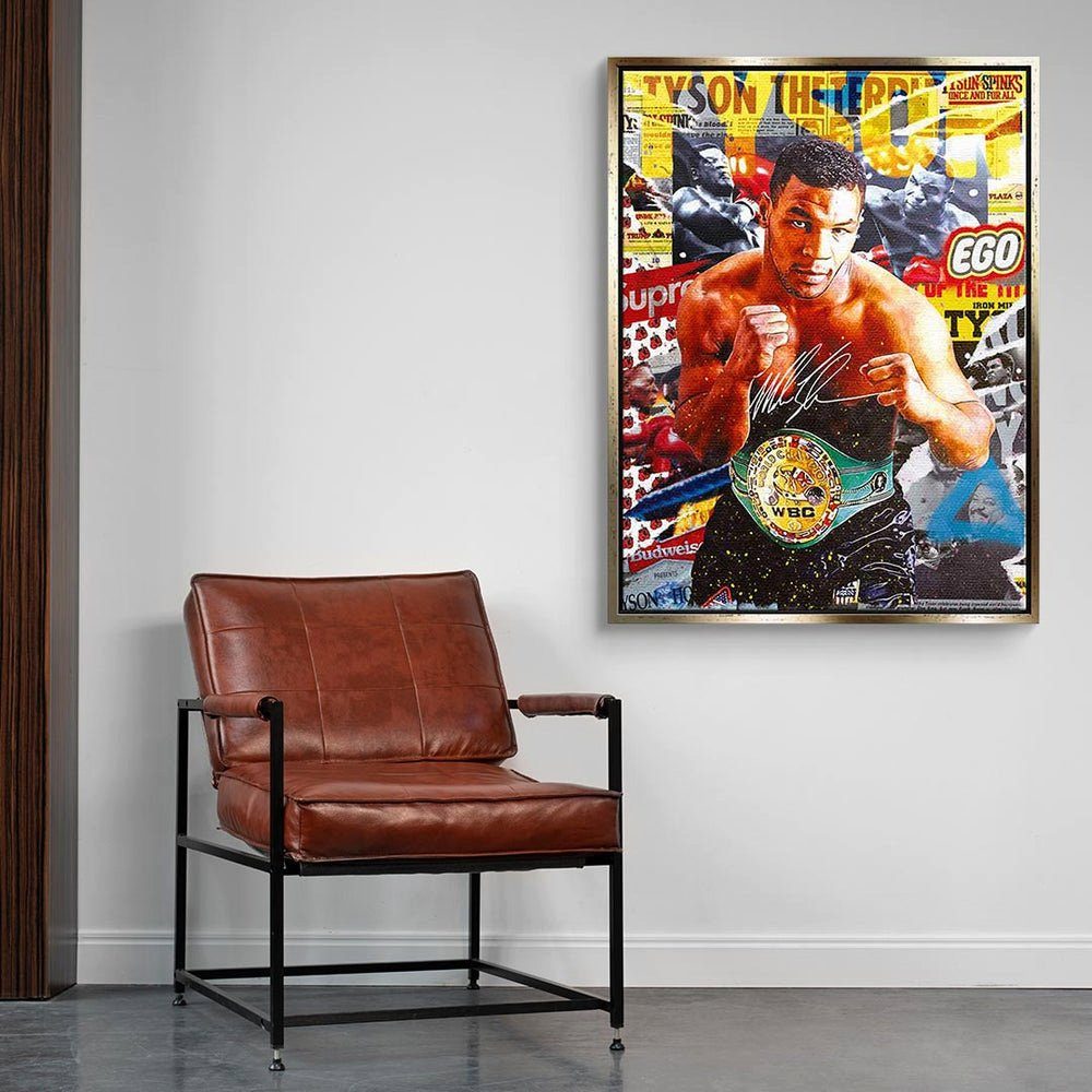 silberner Iron Mike Collage Iron Sport Mike Leinwandbild Boxer Art DOTCOMCANVAS® Pop Rahmen Leinwandbild Mike, Tyson