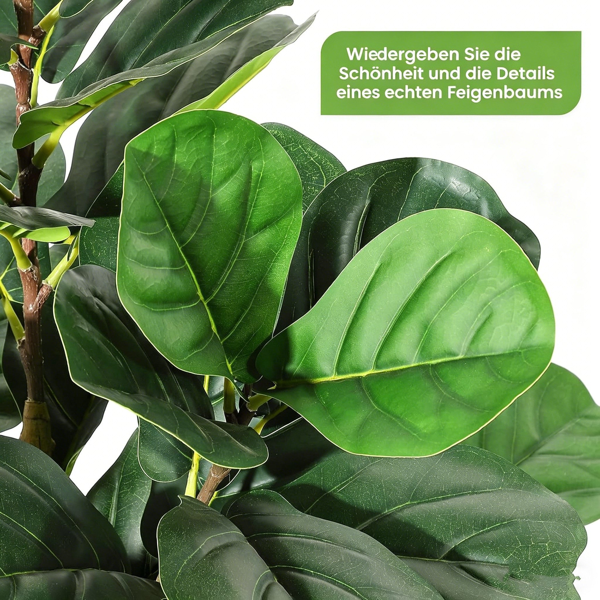 GarveeMore Kübelpflanzen Faux Fiddle Leaf Feigenbaum mit weißem Topf,Faux Bäume mit künstlichen