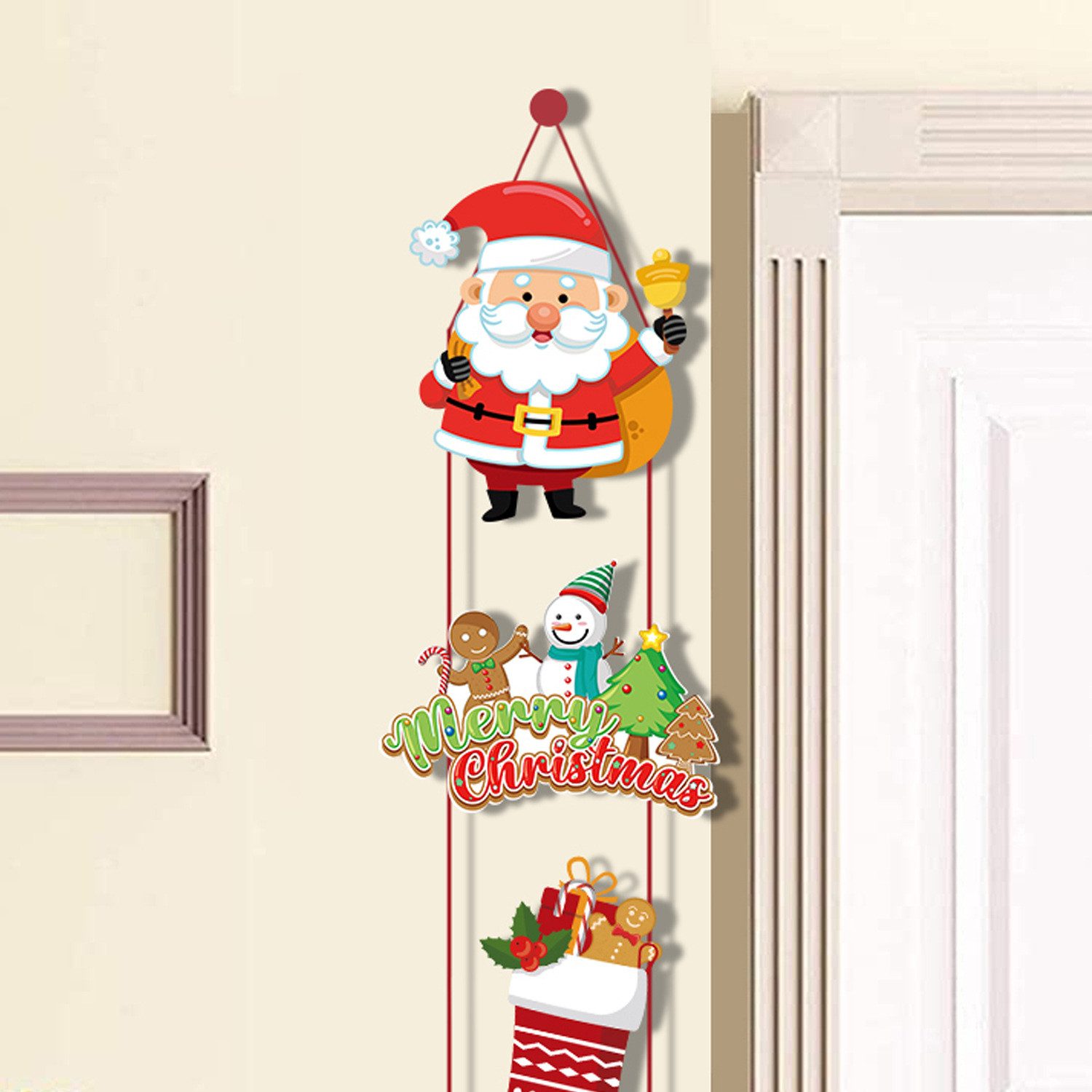 Coonoor Hängedekoration Weihnachten Tür Abdeckung Dekoration Weihnachtsmann Banner, für Drinnen Draußen Zuhause Veranda Wand Hof Dekorationen