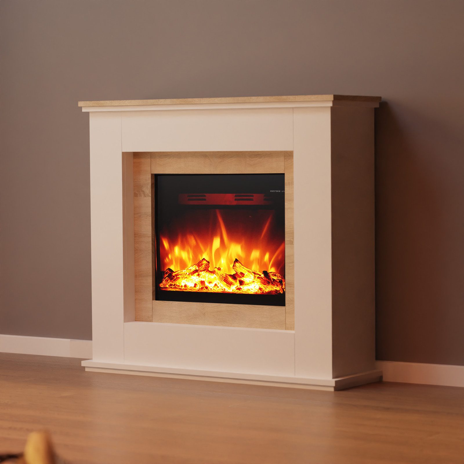 GLOW FIRE Elektrokamin EUROPA LED Kamin mit Heizung, Standkamin, Elektrischer Kamin mit 3-fach Farbwechsler und Knisterfunktion