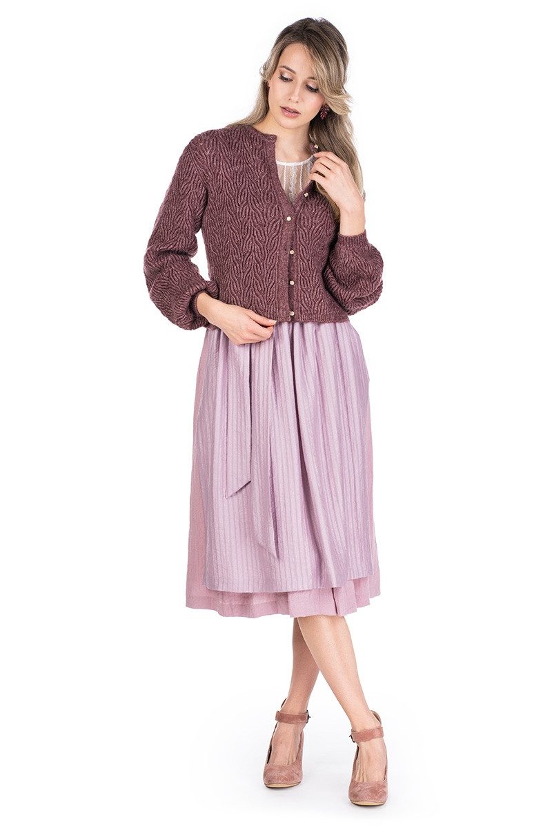 Madame Marie Trachtenstrickjacke Trachten Strickjacke - AVENARA - lavender melange, mahagoni melange – Bild 3 von 5
