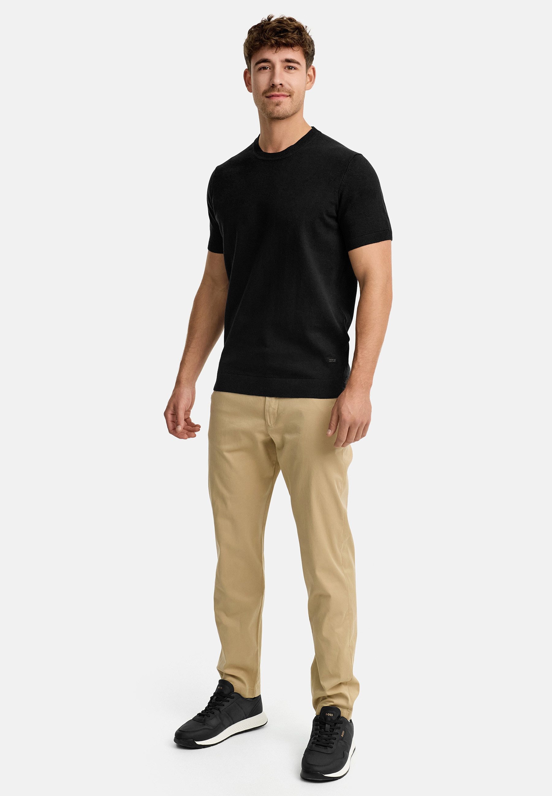 Indicode T-Shirt Herren INVasko Shirt Tee Herrenshirt T-Shirt Feinstrick mit Rippstricksaum