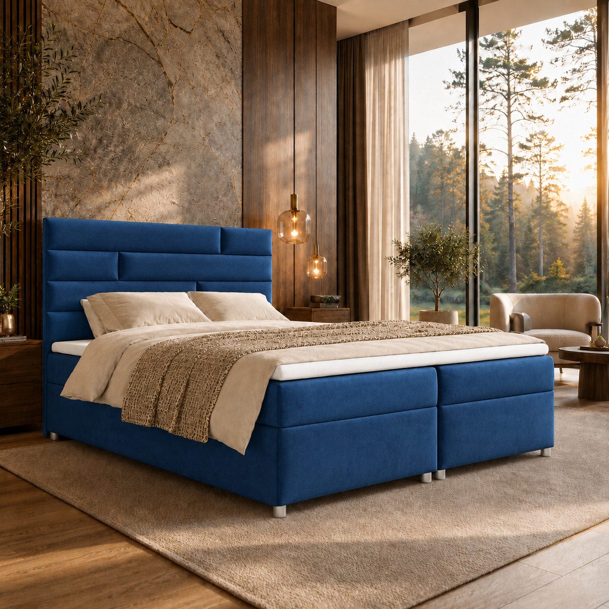 Best for Home Boxspringbett mit Bettkasten Trinity K-5 Bonellfederkern inkl. 5 cm Topper (Komplettbett, 1-St., 140x200 160x200 180x200 200x200 cm), Ergonomischer Schlafkomfort, druckentlastender Topper