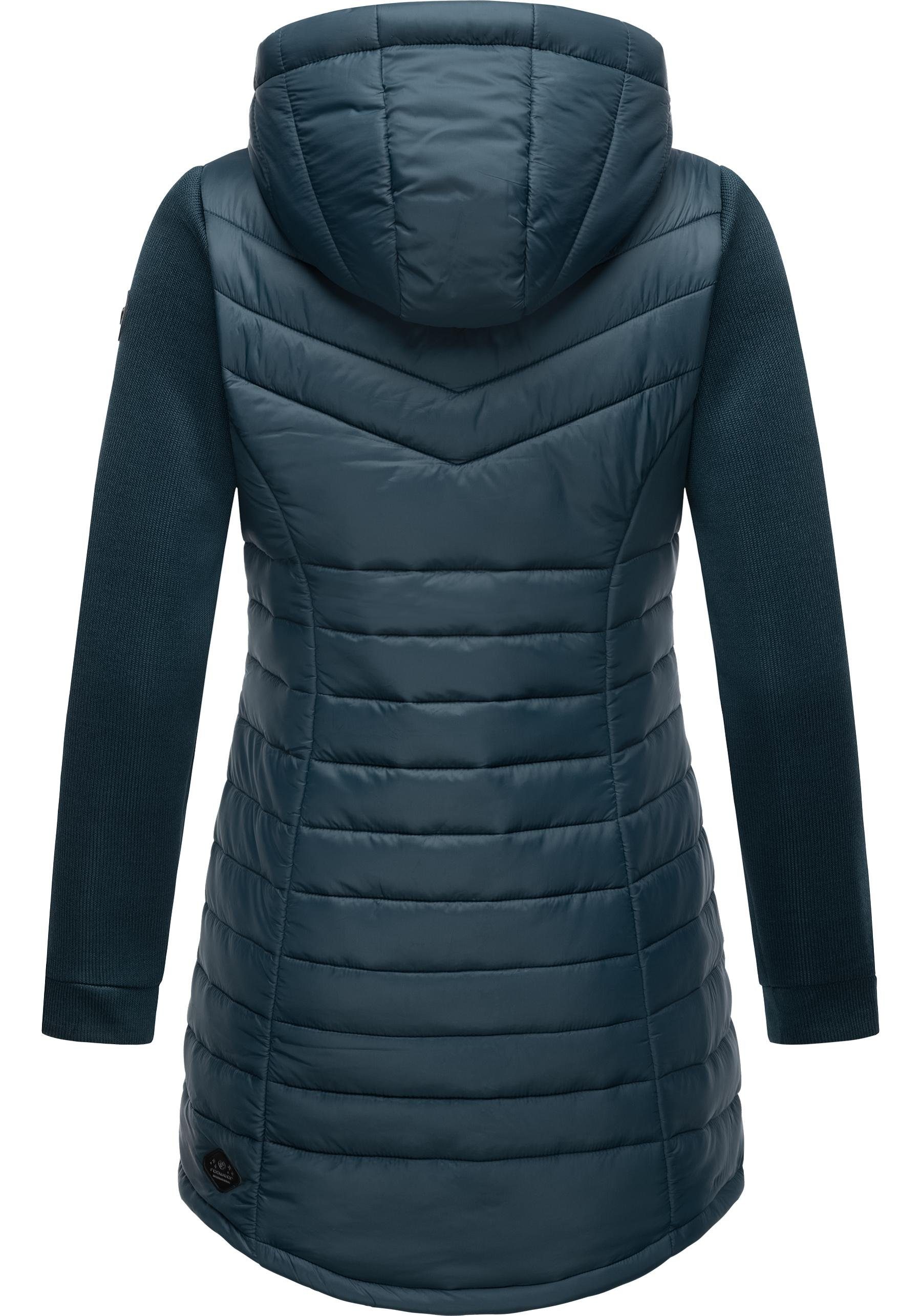 Ragwear Langjacke Sandrra Long Steppjacke aus modernem Materialmix mit Kapuze