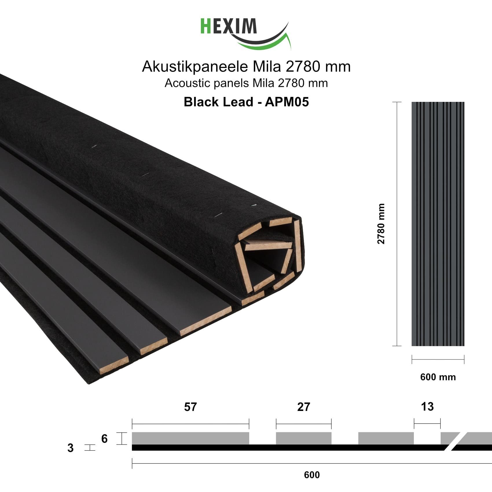 Hexim Wandpaneel, (Akustikpaneele 2 Stück 278x60cm Holz Mila - flexible Hol günstig online kaufen