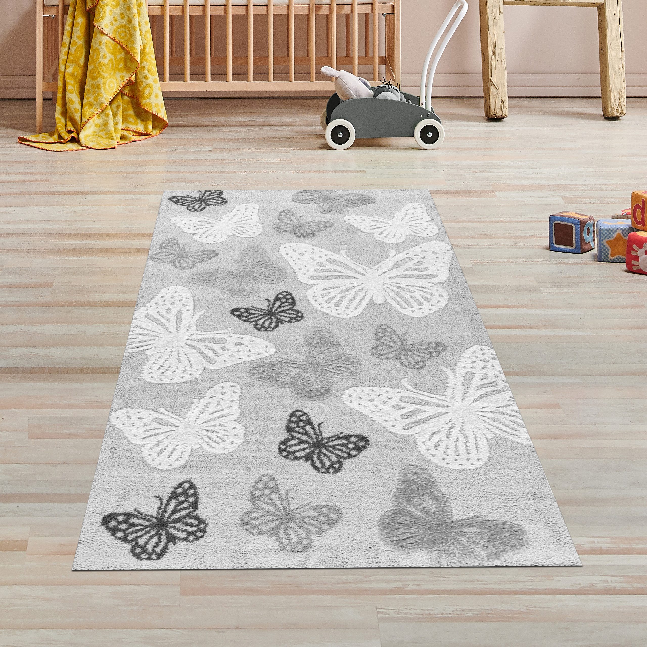 TeppichHome24 Teppich Teppich Babyzimmer Kinderzimmer Schmetterlingsmuster günstig online kaufen