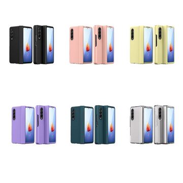 Wigento Handyhülle Für Samsung Galaxy Z Fold4 5G Kunststoff Handy Tasche Hülle Etuis Pink + Hart Glas + Stift