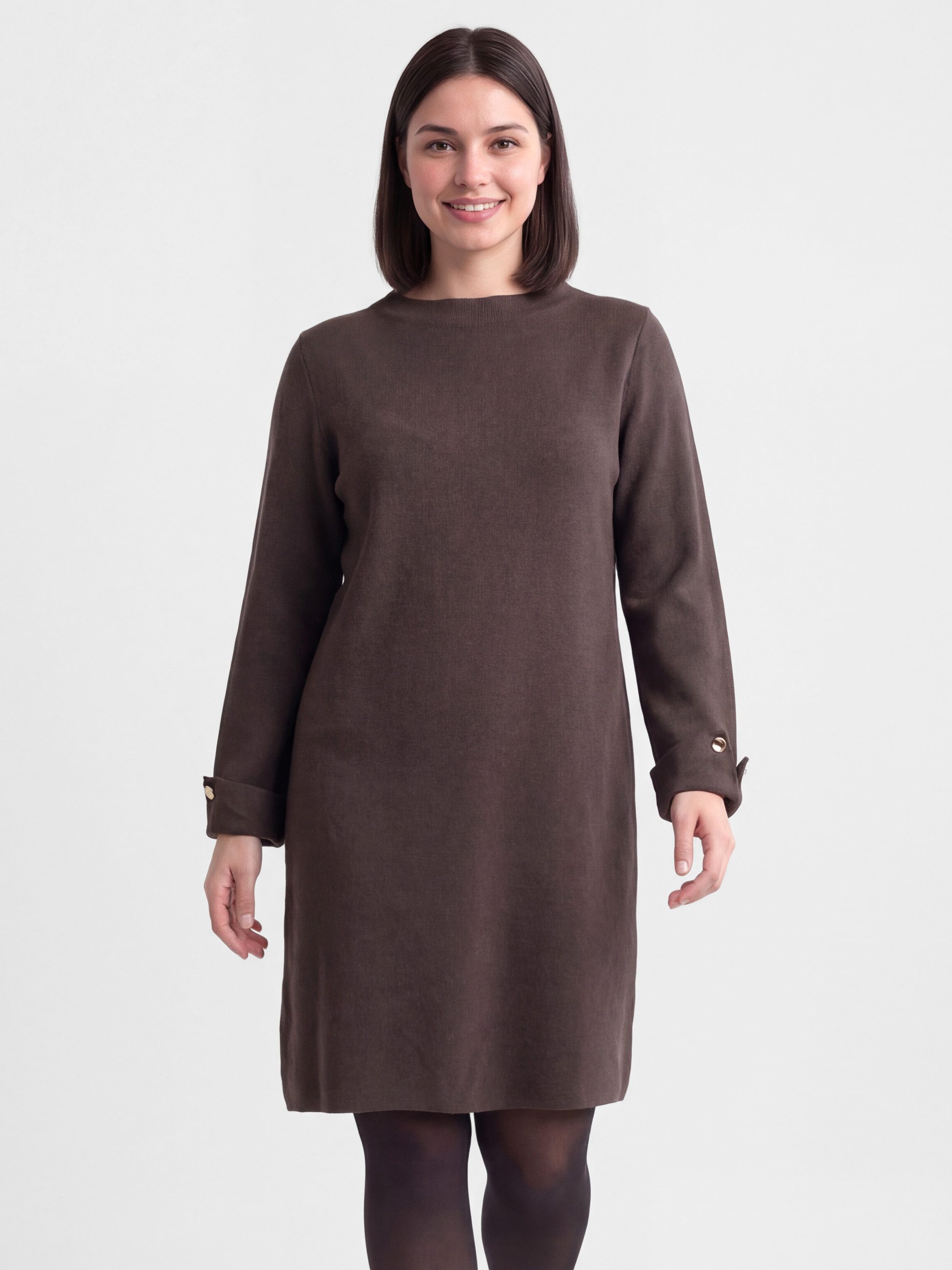 PEKIVESSA Strickkleid Feinstrickkleid gerader Schnitt fester Strick weicher günstig online kaufen