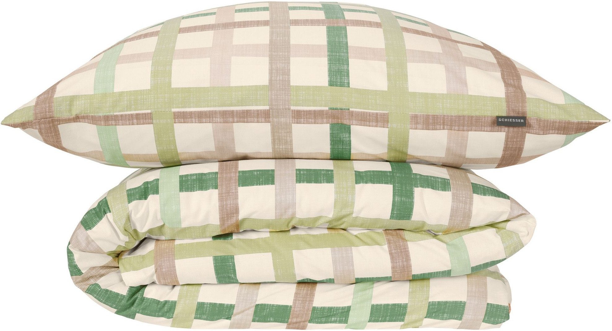 Schiesser Bettwäsche Luiza aus weicher Baumwolle mit hübschem Karomuster, Renforcé, 2 teilig, OEKO-TEX® MADE IN GREEN