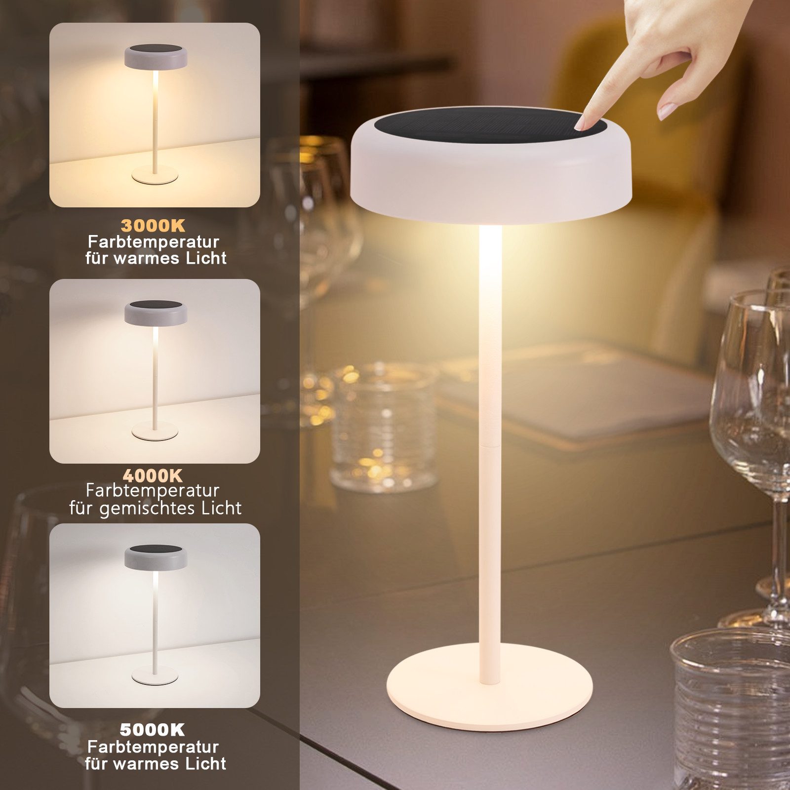 ZMH LED Tischleuchte Kabellos Solar Akku günstig online kaufen