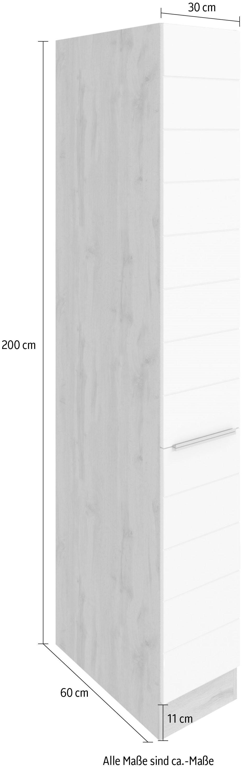 HELD MÖBEL | weiß Apothekerschrank Lisene waagerechter breit, hochwertige 30 weiß Luhe MDF-Fronten cm mit Matt/weiß