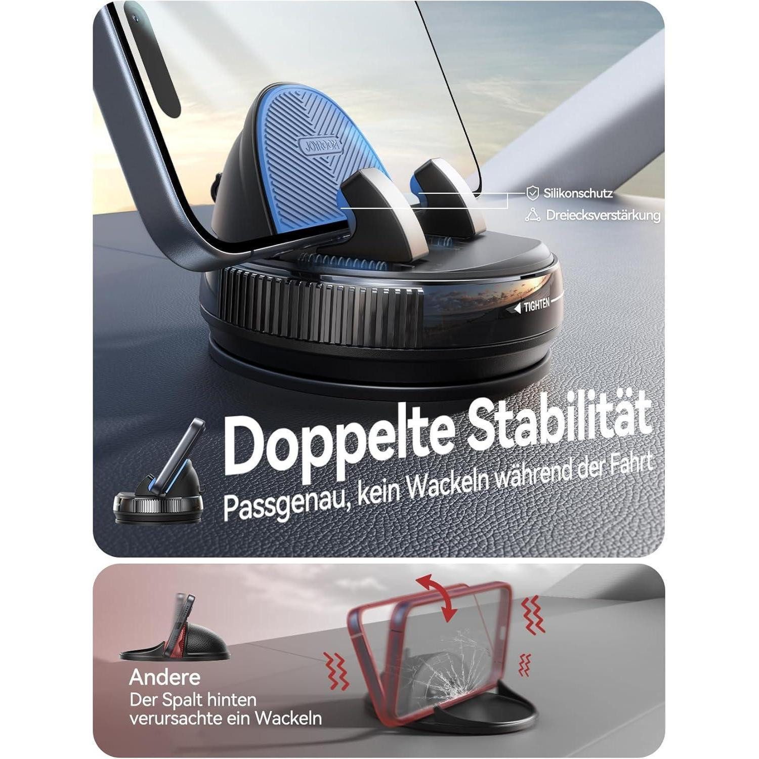 LuxusKollektion Handy-Halterung Handyhalterung Auto Armaturenbrett Saugnapf Hüllen 19mm Schwarz – Bild 2 von 5