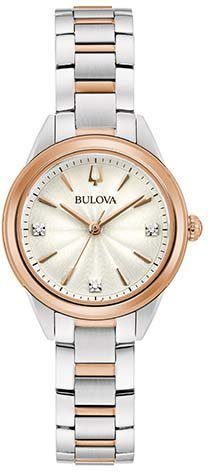 Bulova Quarzuhr 98P200, Edelstahlgehäuse bicolor ionenplattiert, Ø ca. 28mm